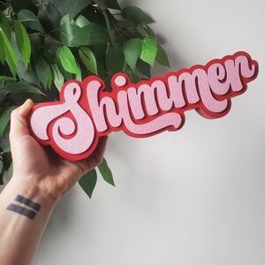 Ashland Pink Glitter Shimmer Table Top Sign Decor